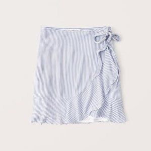 Abercrombie White & Blue Stripe Ruffle Wrap Mini Skirt XS